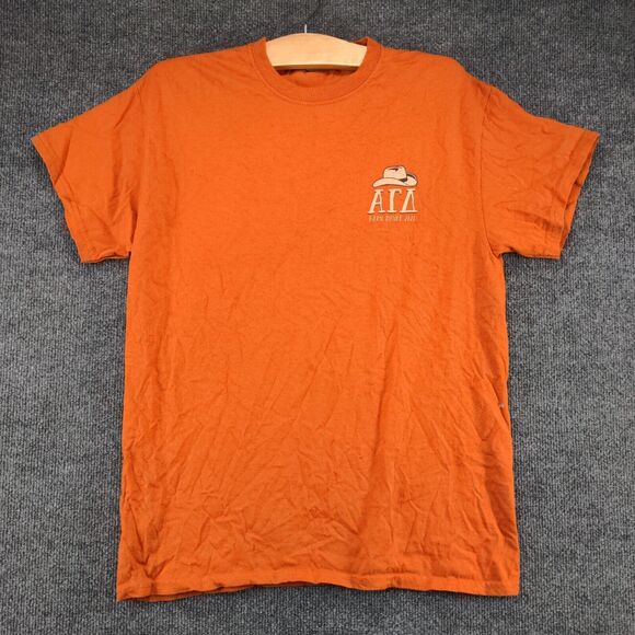 Gildan Men's Alpha Gamma Delta T-Shirt Orange Medium Short Sleeve Heavy Cotton - Picture 2 of 14